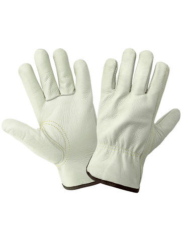 Global Glove 3200B Standard-Grade Grain Cowhide Beige Drivers Gloves