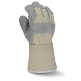 Radians RWG3400W Side Split Gray Cowhide Leather Double Palm Glove with Gauntlet Cuff