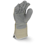 Radians RWG3400W Side Split Gray Cowhide Leather Double Palm Glove with Gauntlet Cuff